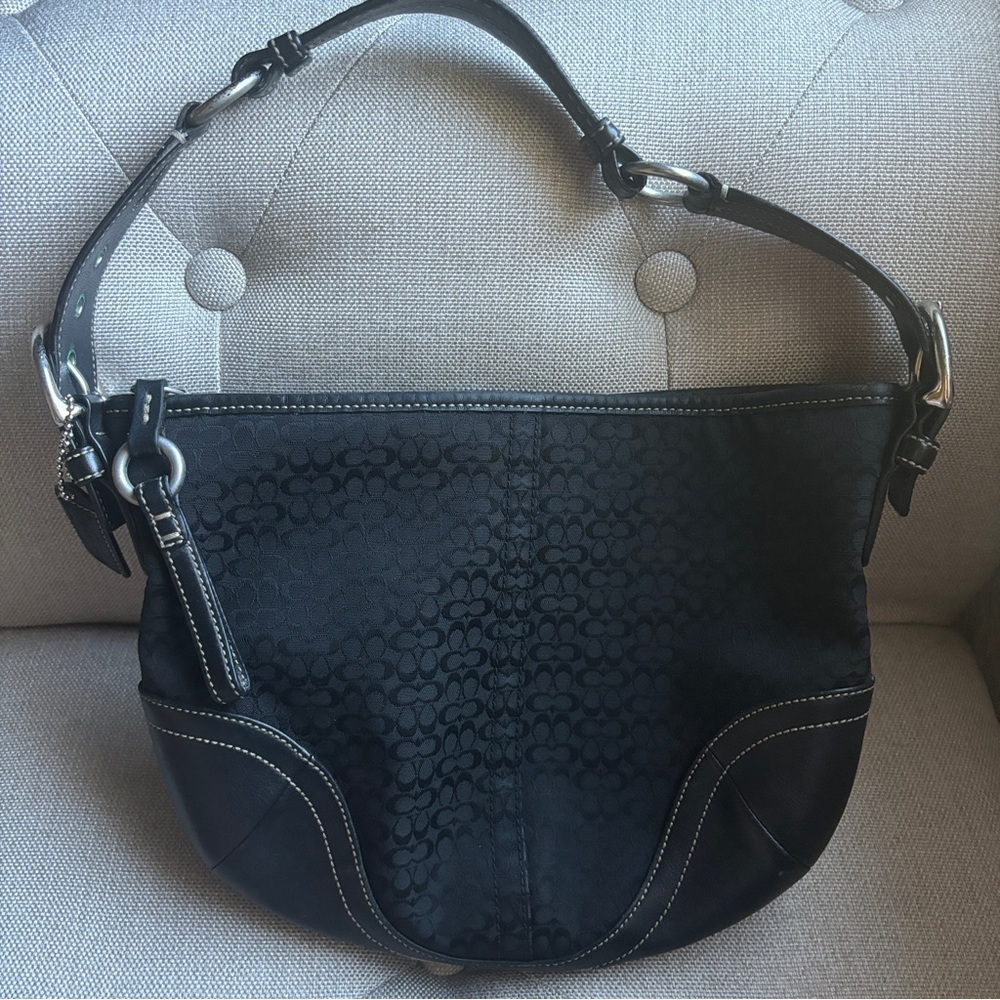 Coach Y2K signature print hobo shoulder bag black